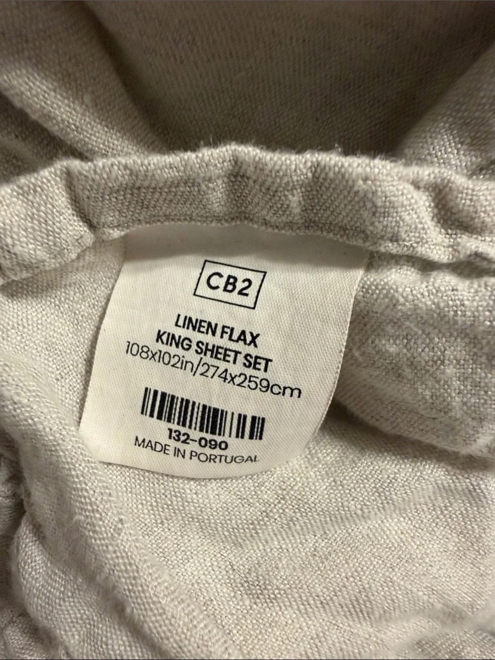 Crate and barrel Linen Flax King Sheet Set cream tan and king duvet cover button